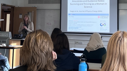 Judith Giving Talk in Department on Surviving as a Woman in Science paper 