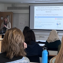 Judith Giving Talk in Department on Surviving as a Woman in Science paper 